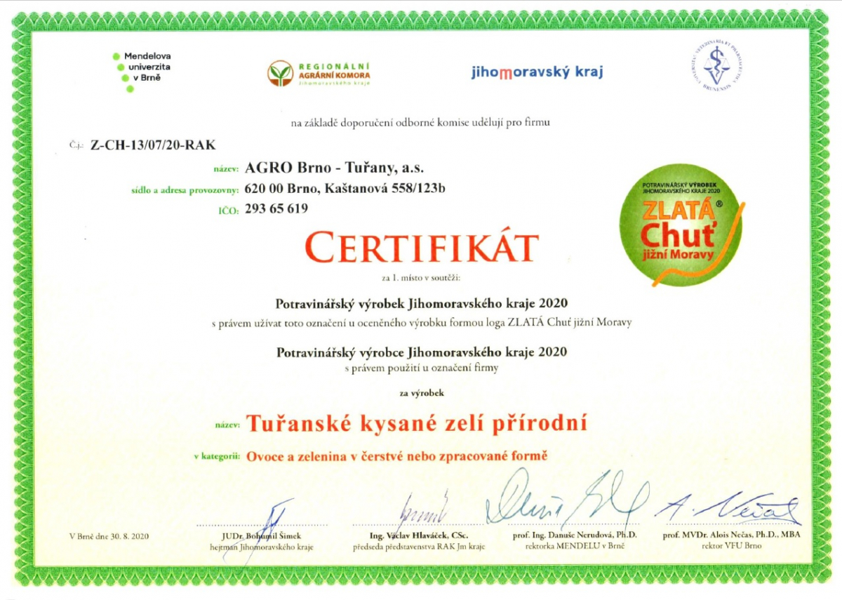 Tuřanské kysané zelí přírodní